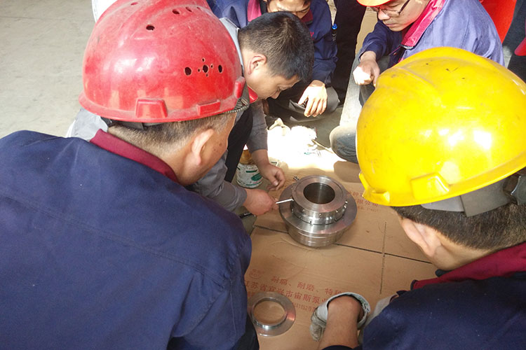 廠家人員演示、講解如何拆卸、安裝機(jī)械密封