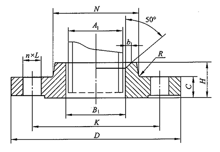 HG/T20592-2009帶頸平焊鋼制管法蘭結(jié)構(gòu)圖